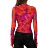 imagePRETTYGARDEN Womens Long Sleeve Going Out Tops 2026 Spring Y2K Clothes Mesh Floral Fitted Shirts Date Night OutfitFloral Red Purple