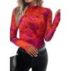 imagePRETTYGARDEN Womens Long Sleeve Going Out Tops 2026 Spring Y2K Clothes Mesh Floral Fitted Shirts Date Night OutfitFloral Red Purple