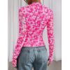 imagePRETTYGARDEN Womens Long Sleeve Going Out Tops 2026 Spring Y2K Clothes Mesh Floral Fitted Shirts Date Night OutfitFloral White Rose Pink