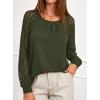 imagePRETTYGARDEN Womens Long Sleeve Shirts Lace Tops 2026 Spring Fashion Outfits Dressy Casual Blouses Work ClothesArmy Green