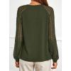 imagePRETTYGARDEN Womens Long Sleeve Shirts Lace Tops 2026 Spring Fashion Outfits Dressy Casual Blouses Work ClothesArmy Green
