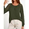 imagePRETTYGARDEN Womens Long Sleeve Shirts Lace Tops 2026 Spring Fashion Outfits Dressy Casual Blouses Work ClothesArmy Green