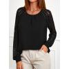 imagePRETTYGARDEN Womens Long Sleeve Shirts Lace Tops 2026 Spring Fashion Outfits Dressy Casual Blouses Work ClothesBlack