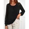 imagePRETTYGARDEN Womens Long Sleeve Shirts Lace Tops 2026 Spring Fashion Outfits Dressy Casual Blouses Work ClothesBlack