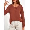 imagePRETTYGARDEN Womens Long Sleeve Shirts Lace Tops 2026 Spring Fashion Outfits Dressy Casual Blouses Work ClothesBrick Red
