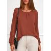 imagePRETTYGARDEN Womens Long Sleeve Shirts Lace Tops 2026 Spring Fashion Outfits Dressy Casual Blouses Work ClothesBrick Red