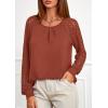 imagePRETTYGARDEN Womens Long Sleeve Shirts Lace Tops 2026 Spring Fashion Outfits Dressy Casual Blouses Work ClothesBrick Red