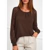 imagePRETTYGARDEN Womens Long Sleeve Shirts Lace Tops 2026 Spring Fashion Outfits Dressy Casual Blouses Work ClothesBrown
