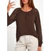 imagePRETTYGARDEN Womens Long Sleeve Shirts Lace Tops 2026 Spring Fashion Outfits Dressy Casual Blouses Work ClothesBrown