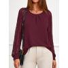 imagePRETTYGARDEN Womens Long Sleeve Shirts Lace Tops 2026 Spring Fashion Outfits Dressy Casual Blouses Work ClothesBurgundy