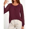 imagePRETTYGARDEN Womens Long Sleeve Shirts Lace Tops 2026 Spring Fashion Outfits Dressy Casual Blouses Work ClothesBurgundy