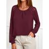 imagePRETTYGARDEN Womens Long Sleeve Shirts Lace Tops 2026 Spring Fashion Outfits Dressy Casual Blouses Work ClothesBurgundy