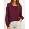 imagePRETTYGARDEN Womens Long Sleeve Shirts Lace Tops 2026 Spring Fashion Outfits Dressy Casual Blouses Work ClothesBurgundy
