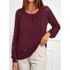 imagePRETTYGARDEN Womens Long Sleeve Shirts Lace Tops 2026 Spring Fashion Outfits Dressy Casual Blouses Work ClothesBurgundy