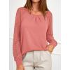 imagePRETTYGARDEN Womens Long Sleeve Shirts Lace Tops 2026 Spring Fashion Outfits Dressy Casual Blouses Work ClothesCoral Pink