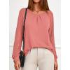 imagePRETTYGARDEN Womens Long Sleeve Shirts Lace Tops 2026 Spring Fashion Outfits Dressy Casual Blouses Work ClothesCoral Pink