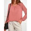 imagePRETTYGARDEN Womens Long Sleeve Shirts Lace Tops 2026 Spring Fashion Outfits Dressy Casual Blouses Work ClothesCoral Pink
