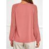 imagePRETTYGARDEN Womens Long Sleeve Shirts Lace Tops 2026 Spring Fashion Outfits Dressy Casual Blouses Work ClothesCoral Pink
