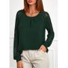 imagePRETTYGARDEN Womens Long Sleeve Shirts Lace Tops 2026 Spring Fashion Outfits Dressy Casual Blouses Work ClothesDark Green