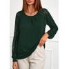 imagePRETTYGARDEN Womens Long Sleeve Shirts Lace Tops 2026 Spring Fashion Outfits Dressy Casual Blouses Work ClothesDark Green