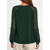 imagePRETTYGARDEN Womens Long Sleeve Shirts Lace Tops 2026 Spring Fashion Outfits Dressy Casual Blouses Work ClothesDark Green