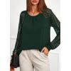 imagePRETTYGARDEN Womens Long Sleeve Shirts Lace Tops 2026 Spring Fashion Outfits Dressy Casual Blouses Work ClothesDark Green
