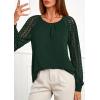 imagePRETTYGARDEN Womens Long Sleeve Shirts Lace Tops 2026 Spring Fashion Outfits Dressy Casual Blouses Work ClothesDark Green