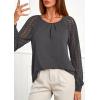 imagePRETTYGARDEN Womens Long Sleeve Shirts Lace Tops 2026 Spring Fashion Outfits Dressy Casual Blouses Work ClothesGrey