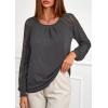 imagePRETTYGARDEN Womens Long Sleeve Shirts Lace Tops 2026 Spring Fashion Outfits Dressy Casual Blouses Work ClothesGrey