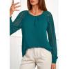 imagePRETTYGARDEN Womens Long Sleeve Shirts Lace Tops 2026 Spring Fashion Outfits Dressy Casual Blouses Work ClothesLake Blue