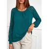 imagePRETTYGARDEN Womens Long Sleeve Shirts Lace Tops 2026 Spring Fashion Outfits Dressy Casual Blouses Work ClothesLake Blue