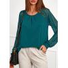 imagePRETTYGARDEN Womens Long Sleeve Shirts Lace Tops 2026 Spring Fashion Outfits Dressy Casual Blouses Work ClothesLake Blue