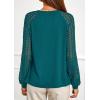 imagePRETTYGARDEN Womens Long Sleeve Shirts Lace Tops 2026 Spring Fashion Outfits Dressy Casual Blouses Work ClothesLake Blue