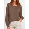 imagePRETTYGARDEN Womens Long Sleeve Shirts Lace Tops 2026 Spring Fashion Outfits Dressy Casual Blouses Work ClothesLight Brown
