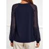 imagePRETTYGARDEN Womens Long Sleeve Shirts Lace Tops 2026 Spring Fashion Outfits Dressy Casual Blouses Work ClothesNavy Blue