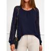 imagePRETTYGARDEN Womens Long Sleeve Shirts Lace Tops 2026 Spring Fashion Outfits Dressy Casual Blouses Work ClothesNavy Blue