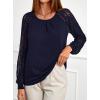 imagePRETTYGARDEN Womens Long Sleeve Shirts Lace Tops 2026 Spring Fashion Outfits Dressy Casual Blouses Work ClothesNavy Blue