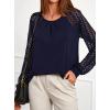 imagePRETTYGARDEN Womens Long Sleeve Shirts Lace Tops 2026 Spring Fashion Outfits Dressy Casual Blouses Work ClothesNavy Blue