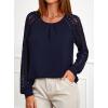 imagePRETTYGARDEN Womens Long Sleeve Shirts Lace Tops 2026 Spring Fashion Outfits Dressy Casual Blouses Work ClothesNavy Blue