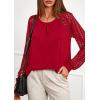 imagePRETTYGARDEN Womens Long Sleeve Shirts Lace Tops 2026 Spring Fashion Outfits Dressy Casual Blouses Work ClothesRed