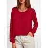 imagePRETTYGARDEN Womens Long Sleeve Shirts Lace Tops 2026 Spring Fashion Outfits Dressy Casual Blouses Work ClothesRed