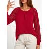 imagePRETTYGARDEN Womens Long Sleeve Shirts Lace Tops 2026 Spring Fashion Outfits Dressy Casual Blouses Work ClothesRed