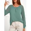 imagePRETTYGARDEN Womens Long Sleeve Shirts Lace Tops 2026 Spring Fashion Outfits Dressy Casual Blouses Work ClothesSage Green