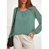 imagePRETTYGARDEN Womens Long Sleeve Shirts Lace Tops 2026 Spring Fashion Outfits Dressy Casual Blouses Work ClothesSage Green