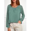 imagePRETTYGARDEN Womens Long Sleeve Shirts Lace Tops 2026 Spring Fashion Outfits Dressy Casual Blouses Work ClothesSage Green