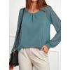imagePRETTYGARDEN Womens Long Sleeve Shirts Lace Tops 2026 Spring Fashion Outfits Dressy Casual Blouses Work ClothesTeal