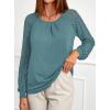 imagePRETTYGARDEN Womens Long Sleeve Shirts Lace Tops 2026 Spring Fashion Outfits Dressy Casual Blouses Work ClothesTeal