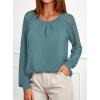 imagePRETTYGARDEN Womens Long Sleeve Shirts Lace Tops 2026 Spring Fashion Outfits Dressy Casual Blouses Work ClothesTeal