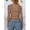 imagePRETTYGARDEN Womens Mesh Long Sleeve Spring Top 2026 Trendy Summer See Through Sheer Blouse Fitted Going Out Layering ShirtsLeopard Khaki