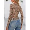imagePRETTYGARDEN Womens Mesh Long Sleeve Spring Top 2026 Trendy Summer See Through Sheer Blouse Fitted Going Out Layering ShirtsLeopard Khaki